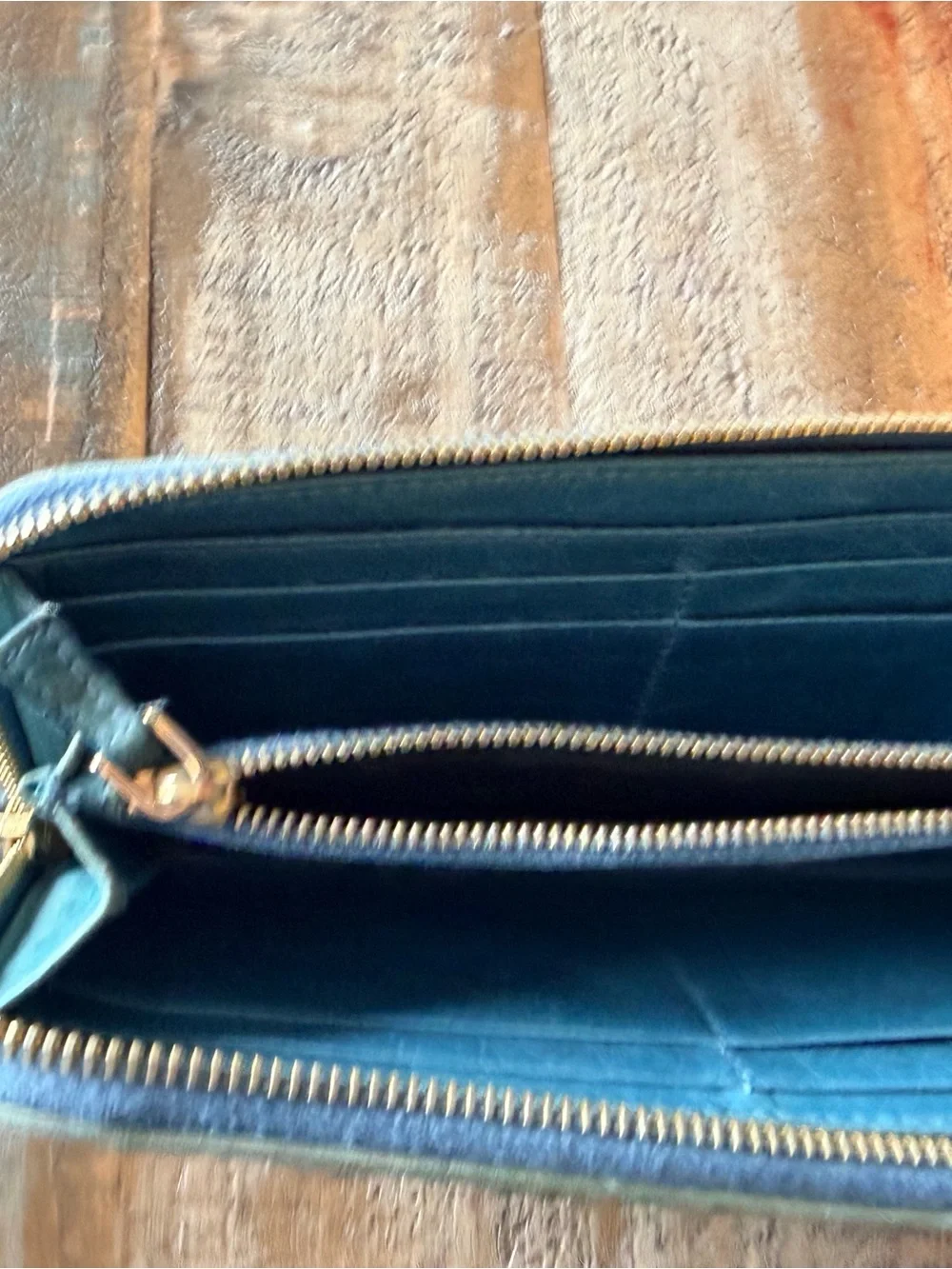 Miu Miu Teal Leather Quilted Wallet